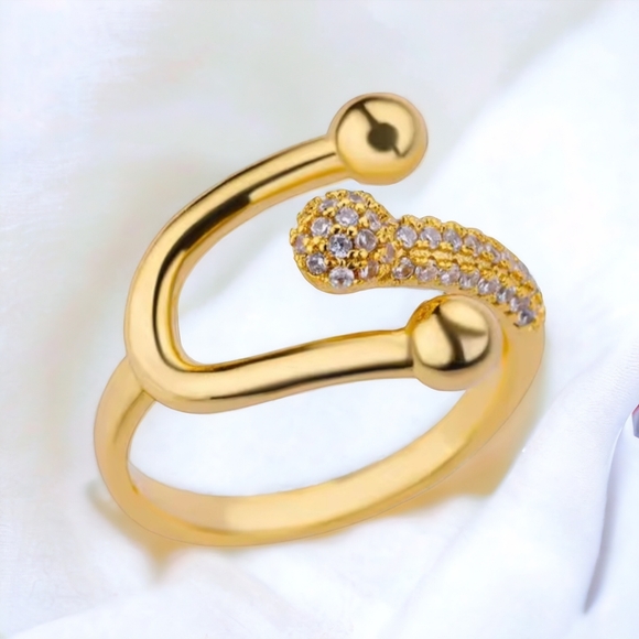 U Link Luxury 18k GP Stainless steel Zircon Ring - Picture 3 of 4